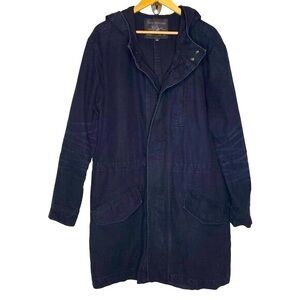 True Religion Canvas Trench Coat Men's Long‎  Weighted Weathered Navy Winter S